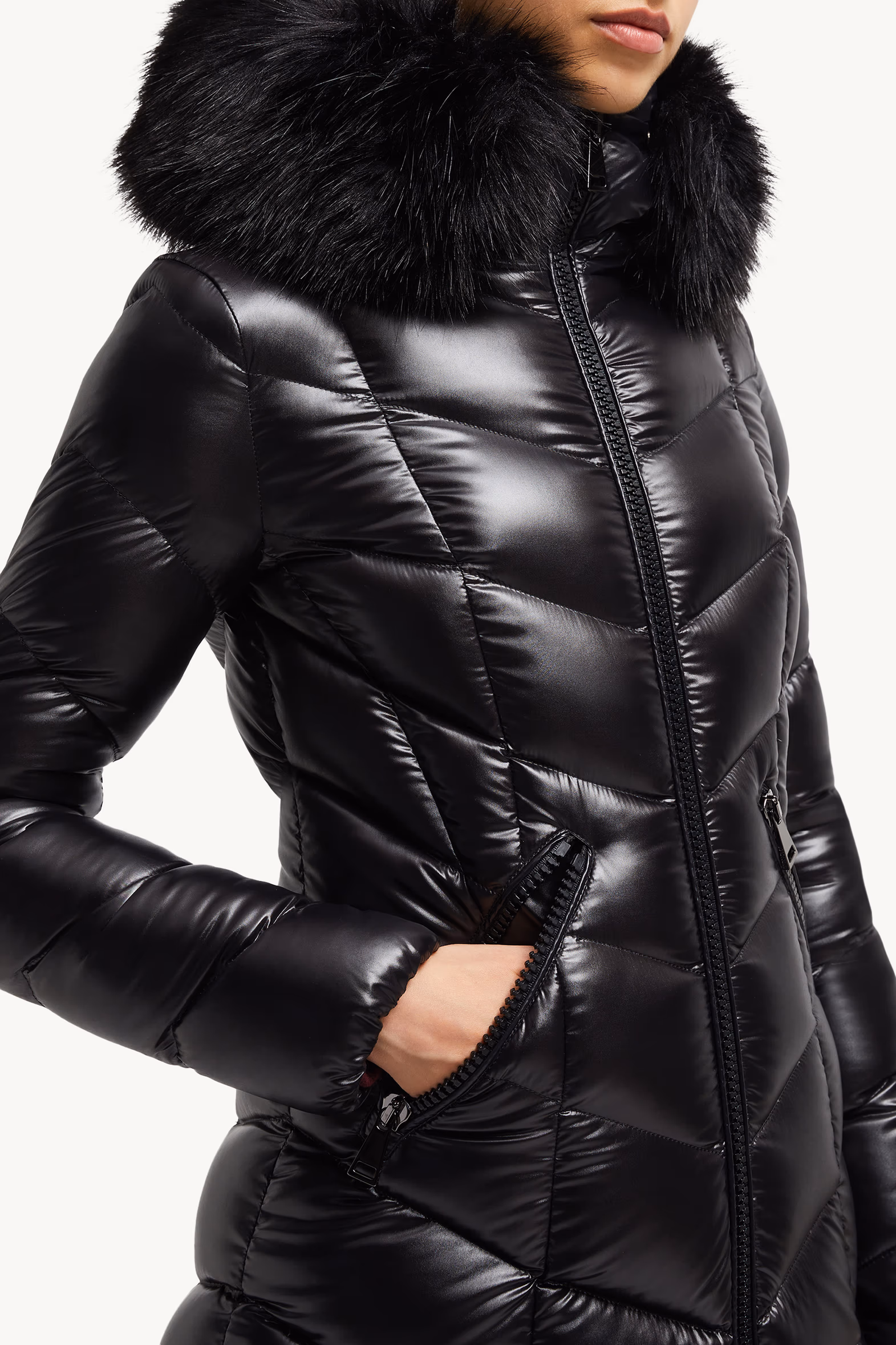 Fulmarus Faux Fur-Trimmed Hooded Long Down Jacket Women Black Moncler 6